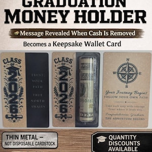Graduation Gift 2026, Money Holder, Cash Card, Keepsake Wallet Card, Cash Gift for Grad Class of 2026 Gift Card Money Holder, Metal Card