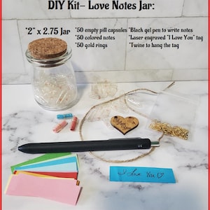 Frasco con notas de amor para hacer uno mismo, mensaje en una botella de cristal, regalo para novios, parejas, pastillas, cápsulas, notas personales, caja de aniversario de boda