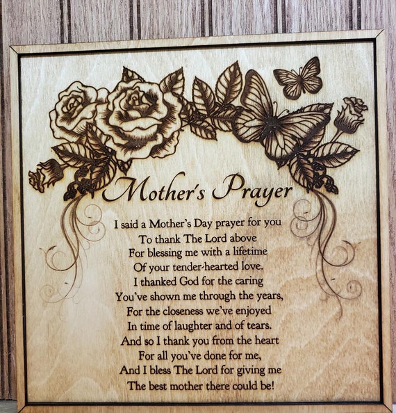Laser Engraved MOTHER'S DAY PRAYER Wall Hanging Roses | Etsy
