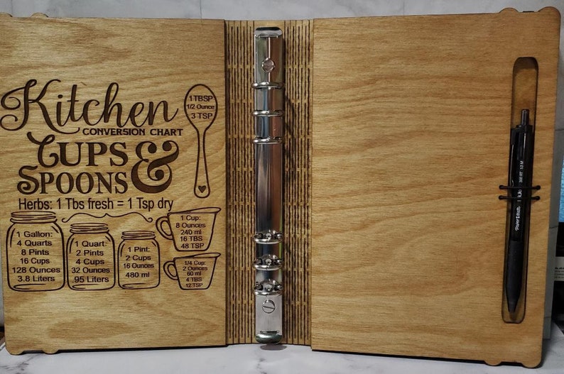 Personalized Laser Engraved RECIPE BOOK Optional Recipe Pages A5 Recipe Binder Custom Father's Day Gift Dad Grandpa Baker Chef image 6