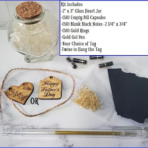 DIY Notes Coeur Pot Message dans une bouteille en verre, Cadeau de fête des pères Cadeau pour papa Présent Capsules de pilules Mari Fils Père Grand-père Papa Cadeau