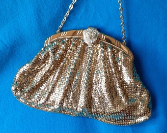 Whiting and Davis Gold Mesh Evening bag with Purse.