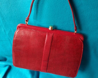 Mappin and Webb red leather vintage bag. With original Box.