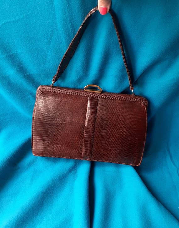 Mappin and Webb Brown leather 1950s bag.