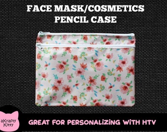 Face Mask pouch storage case 2 Zippered pockets to store clean dirty masks, school, office, work, great as pencil case or cosmetics pouch