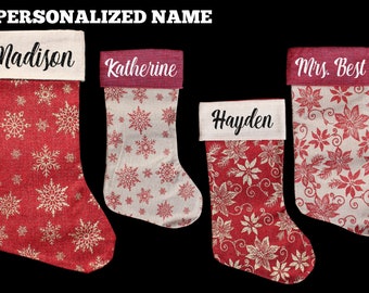 Personalized Glitter Christmas Stockings 2023 - Four styles to choose from, glitter name, great gift idea for family, friends, teachers....