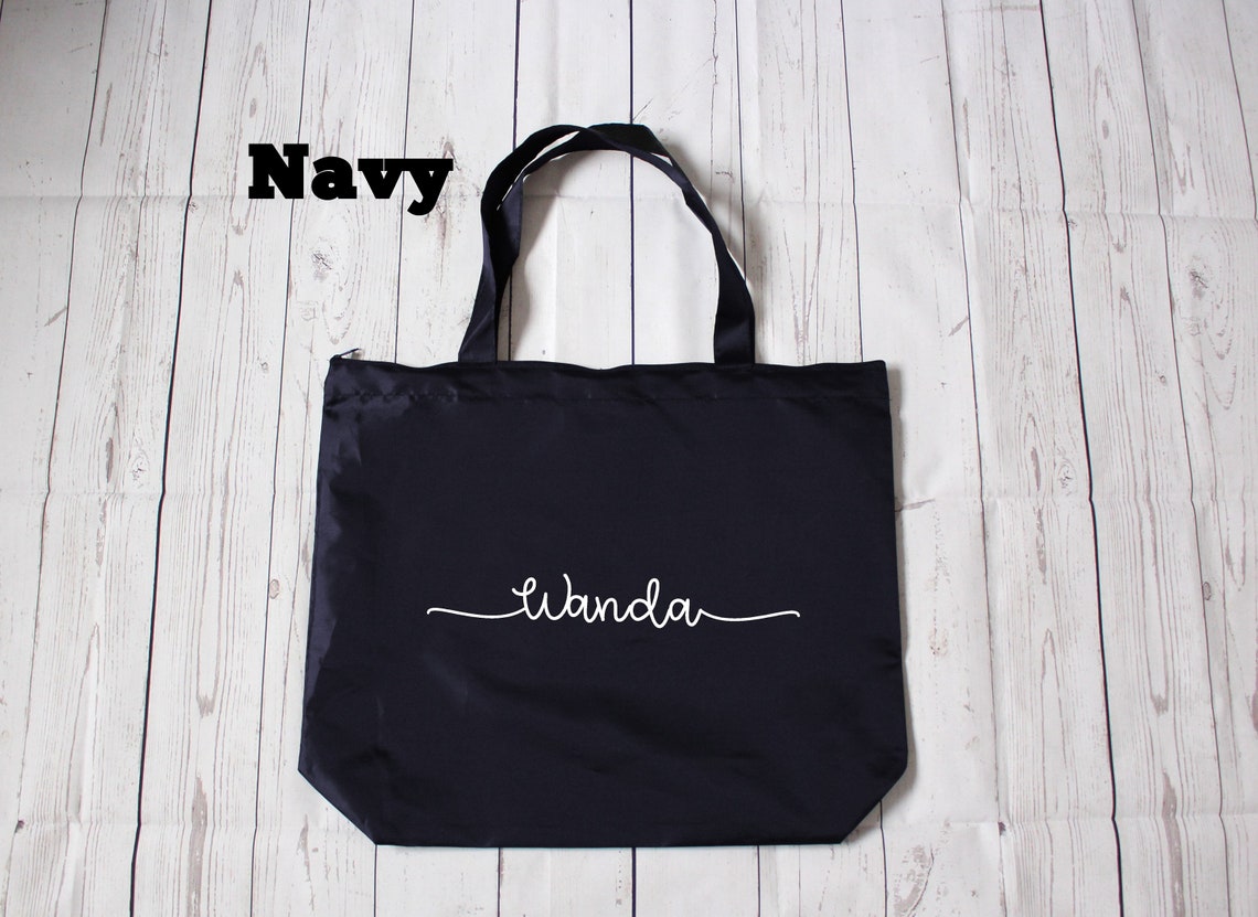 Personalized Lightweight Zippered Tote Bag Packable Etsy