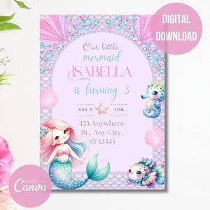 DIGITAL Birthday Mermaid Invitation - Editable Birthday Mermaid Invitation
