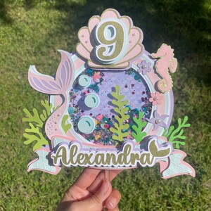 Personalized Mermaid Shaker Cake Topper - Birthday Party Topper