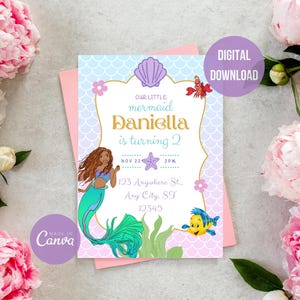 DIGITAL Birthday Mermaid Live Invitation - Editable Birthday Mermaid Live Invitation
