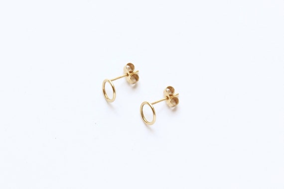 Gold Minimalist Circle Stud Earrings 9ct Hallmarked - Etsy