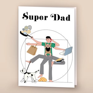 Super Pai | Cartão engraçado do Reino Unido do dia dos pais de <br> Entrega Rápida? Pai Cachorro | Melhor amigo | Novo pai