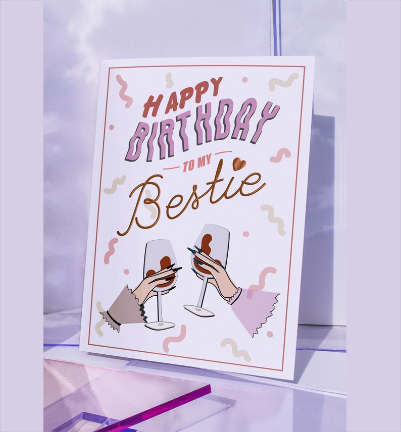 Bestie Happy Birthday Greeting Card - Etsy