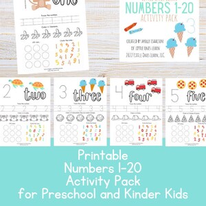 Numbers 1-20 Activity Pack Printables: Trace & Count Number Worksheets for Preschool and Kindergarten Kids