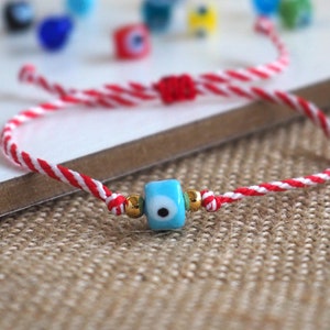 Evil eye  Martis bracelet  for woman, Greek  March bracelet, Μάρτης bracelet,  Red and white bracelet,