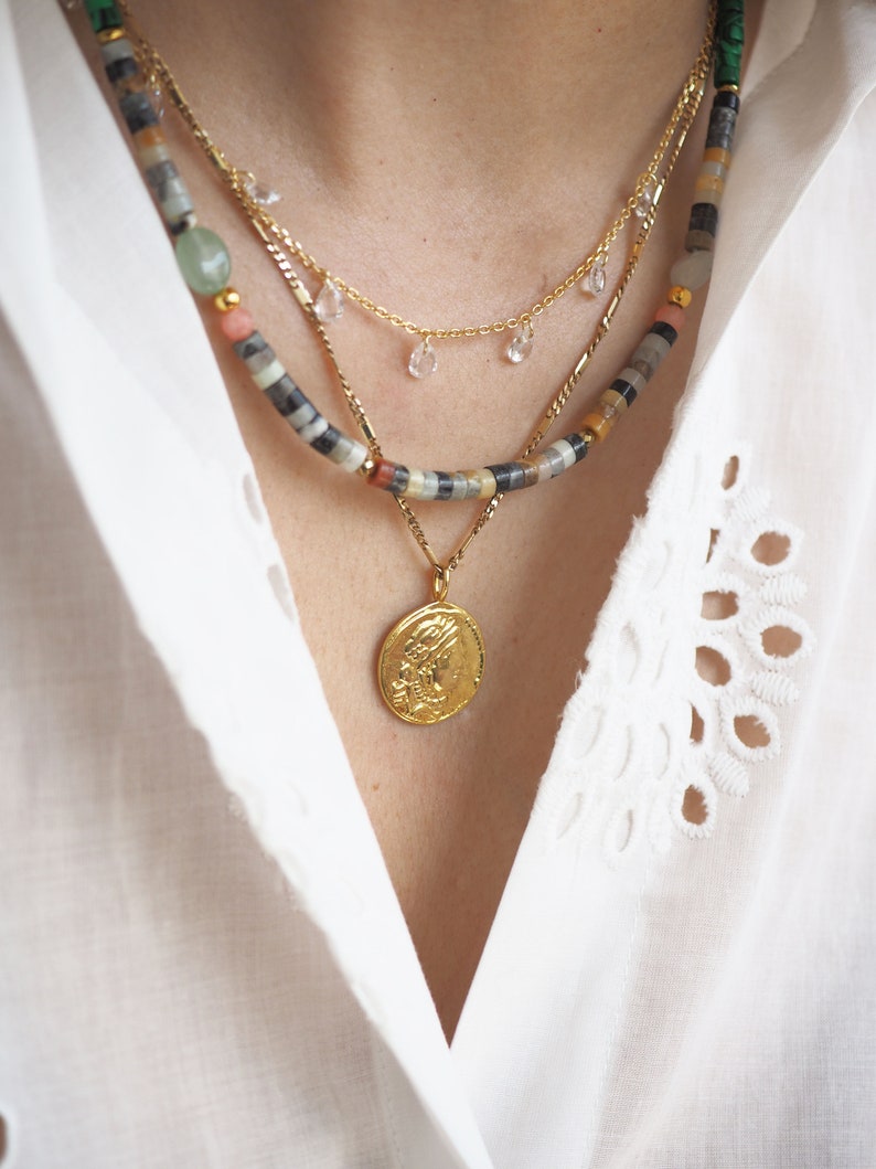 Handmade Multicolor beaded necklace, Fashionable beaded summer jewellery, Summer boho necklace, Dainty beaded necklace, image 3
