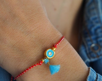 Red bracelet Martis, March  turquoise evil eye bracelet, Greek Evil eye  Martis bracelet  for woman, Μάρτης, Martisor,