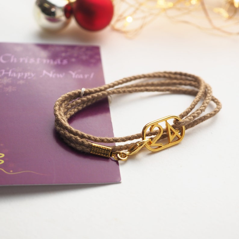 Double wrap New year bracelet, 2024 charm bracelet for her, Elegant Stocking staffer for her, Wish gold bracelet 24, image 3