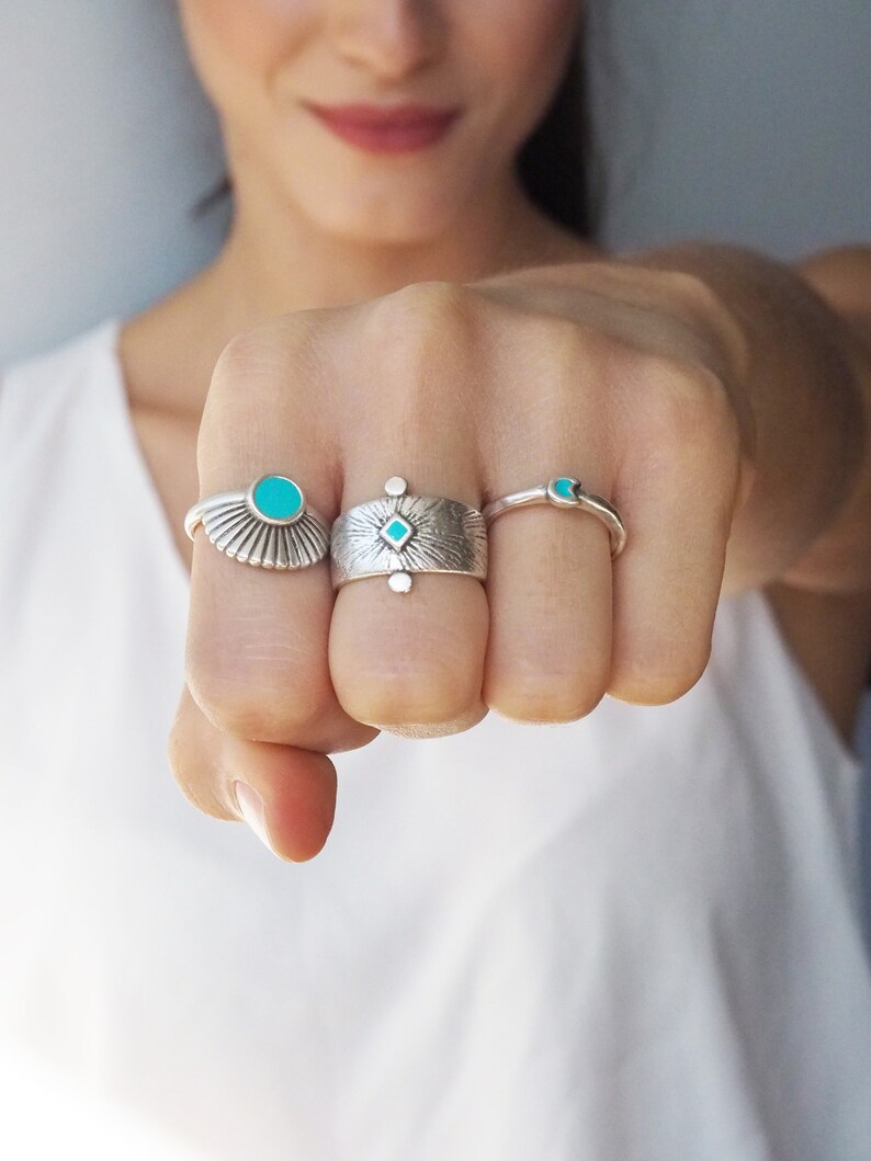 Sunset Sunrise Ring Turquoise Stacking Rings for Women - Etsy