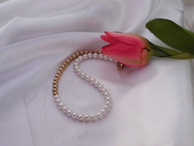 Collier demi-perle et perles d'or, cadeau longue distance pour elle, collier de perles, collier chunky d'or d'eau douce image 7