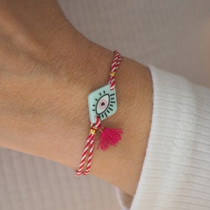 Evil Eye Martis Bracelet: Greek Spring Red and White Bracelet
