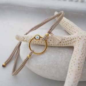 groothandel armbanden, sierlijke open cirkel armband, karma boze oog-armband, Griekse traditionele armband, boze oog zomerarmband,