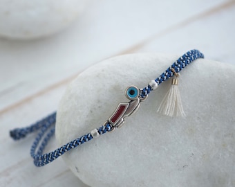 Traditional Greek tsaouchi shoe bracelet, Greek evil eye jewellery, Nazar jewellery, Protection bracelet, Blue string evil eye bracelet,