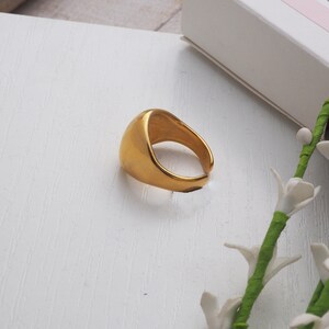 Gold bold ring for women, Gold dome adjustable ring, Statement ring, Shinny ring, Gold wide ring image 3