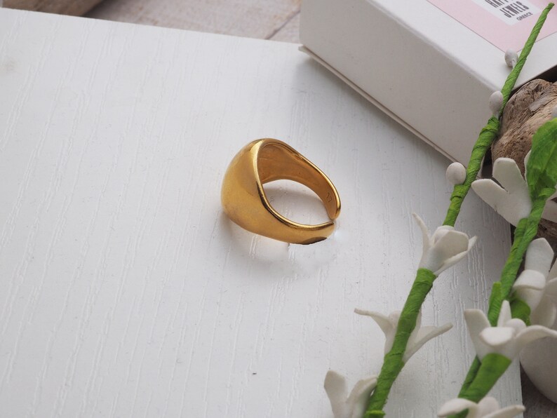 Gold bold ring for women, Gold dome adjustable ring, Statement ring, Shinny ring, Gold wide ring image 3