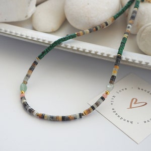 Handmade Multicolor beaded necklace, Fashionable beaded summer jewellery, Summer boho necklace, Dainty beaded necklace, image 7