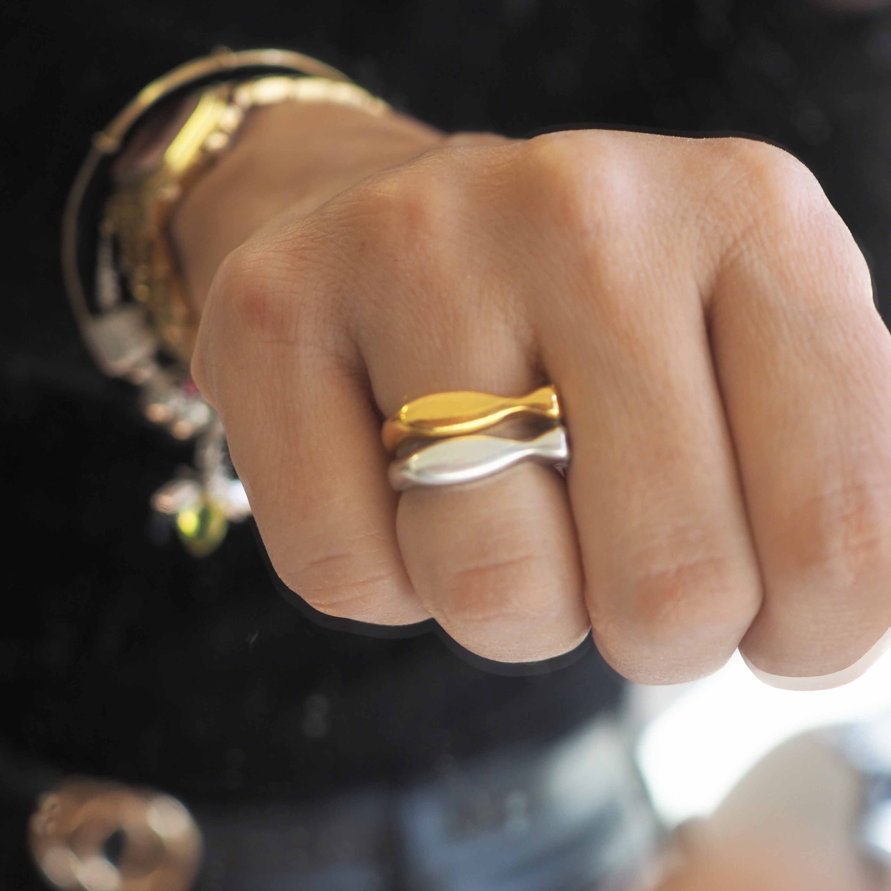 Silver Fish Ring: Pewter Adjustable Band, Nautical Jewelry
