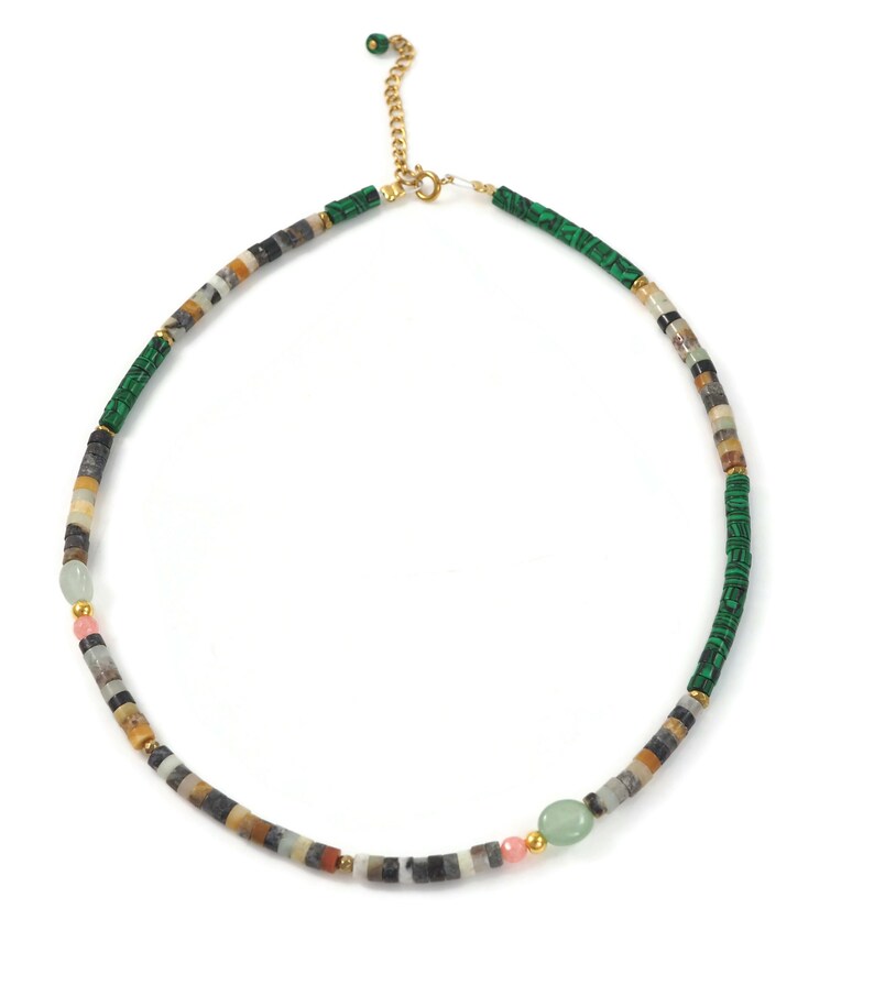 Handmade Multicolor beaded necklace, Fashionable beaded summer jewellery, Summer boho necklace, Dainty beaded necklace, image 5