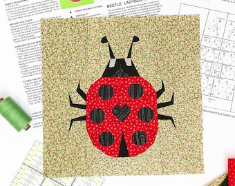 Quilt block beetle ladybug / PDF pattern / Paper piecing quilt patterns / Beetle pattern / Patchwork Pattern / Modern quilt pattern