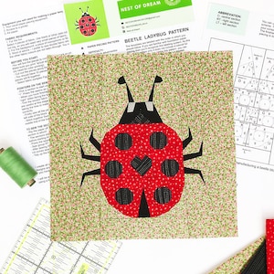 Coccinella scarabeo blocco trapunta / modello PDF / modelli trapuntati di carta / modello scarabeo / modello patchwork / modello trapunta moderno