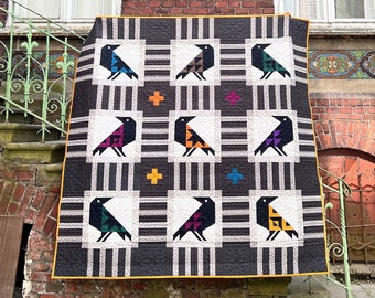 Funny crows / Quilt blanket pattern / PDF pattern