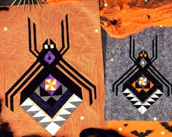 Spooky spider quilt pattern / Halloween quilt / PDF pattern / Paper piecing quilt pattern / Modern Quilt