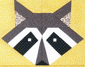 Quilt raccoon pattern / PDF pattern / Foundation Paper Piecing / FPP Pattern / Animal faces / My zoo