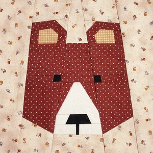 Quilt block bear / PDF pattern / Paper piecing quilt patterns / Bear pattern / Patchwork Pattern / Modern quilt pattern