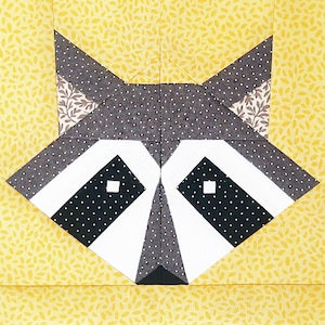 Quilt raccoon pattern / PDF pattern / Foundation Paper Piecing / FPP Pattern / Animal faces / My zoo
