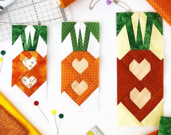 Love carrot quilt / Quilt pattern / PDF pattern / Paper piecing quilt patterns