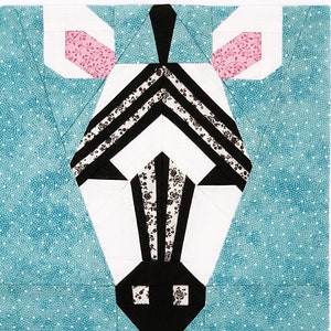 Zebra quilt block / PDF pattern / Animal faces / African animal patterns / Zebra pattern / Jungle quilt pattern