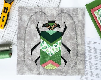 Quilt block beetle / PDF pattern / Paper piecing quilt patterns / Beetle pattern / Patchwork Pattern / Modern quilt pattern