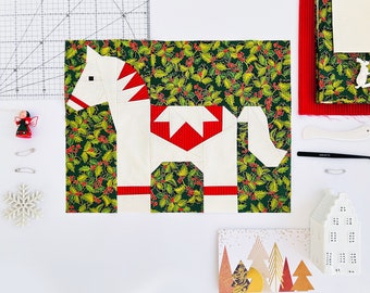 Christmas horse quilt pattern / Gingerbread horse / FPP Pattern / PDF