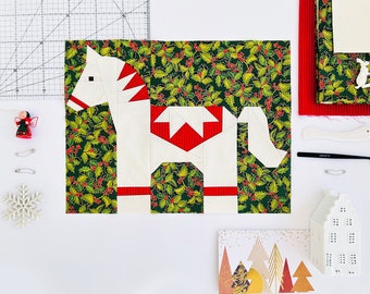 Christmas horse quilt pattern / FPP Patterns / PDF