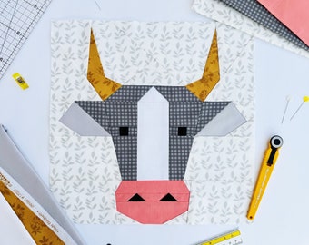 Cow quilt pattern / PDF pattern / Foundation Paper Piecing / FPP Pattern / Animal faces / My zoo