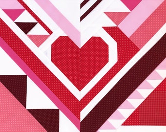 Heart Quilt Pattern / PDF pattern / Paper piecing pattern / Quilt block / Valentine Heart