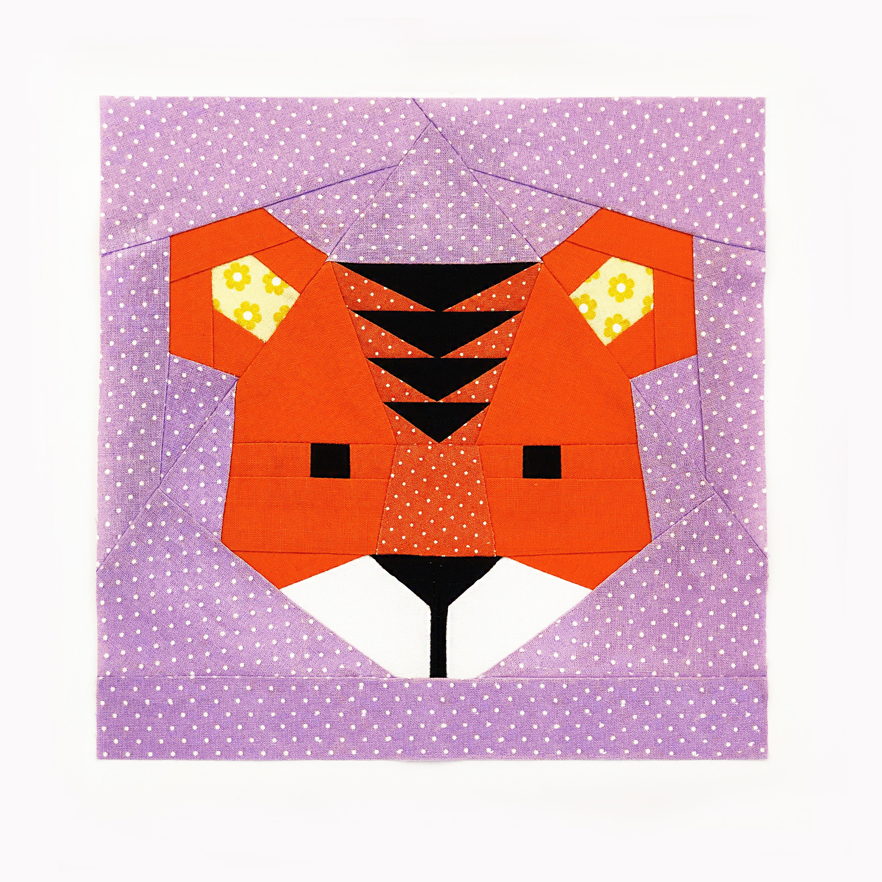 Tiger Patchwork Quilt Pattern Tiger Quilt Block / PDF Pattern / Animal Faces / Paper Piecing Quilt ...