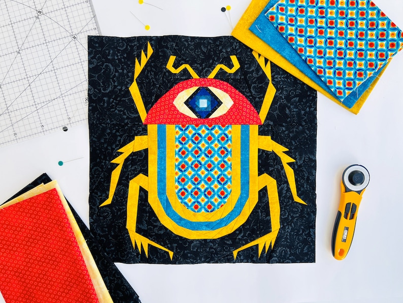 Scarab Grub Raster Patterns Scarab Quilt Pattern / Beetle Pattern / PDF Pattern / Foundation Paper ...