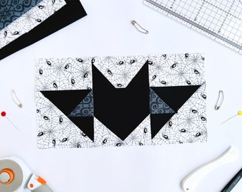 Bat pattern / Halloween quilt block / Paper piecing quilt patterns / Quilt block moon / PDF pattern