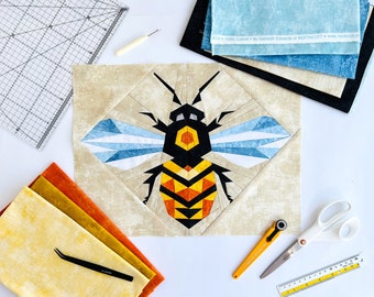 Bee quilt pattern / PDF pattern / Foundation Paper Piecing / FPP Pattern / Insect / Modern Quilt